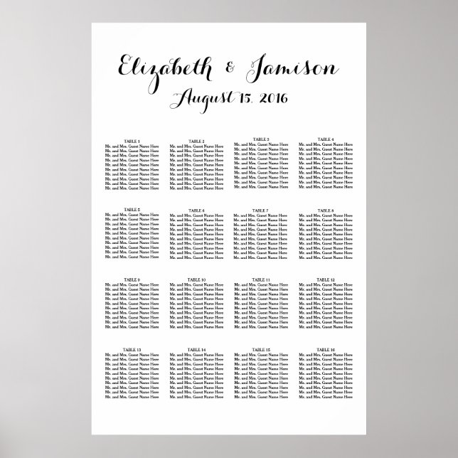 Kalligraphie-Hochzeitskarte Poster (Vorne)