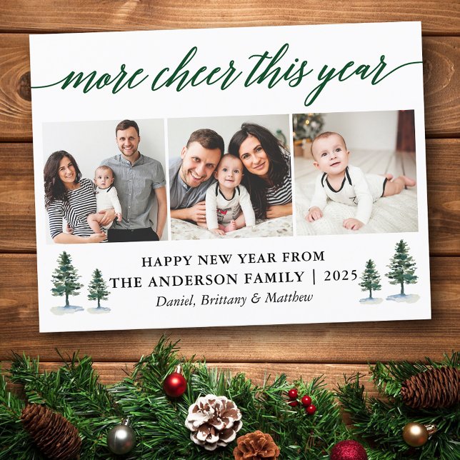 Kalligraphie in diesem Jahr mehr Chef 3 Foto Pines Postkarte (Customize to change your personalized text size or text style.)