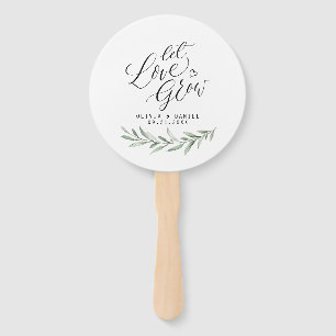 Kalligraphie "Lass Liebe Grow" Rustikale Grünflä Fächer