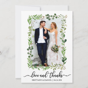 Kalligraphie Liebe und dank Watercolor Eukalyptus Dankeskarte