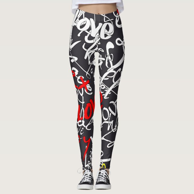 Kalligraphie Liebe Yoga Leggings (Vorderseite)