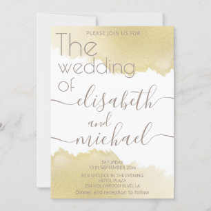 Kalligraphie Minimalistischer Goldpinselstiche Einladung