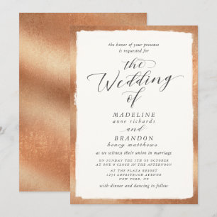 Kalligraphie mit Copper Edge Luxus-Hochzeit im Her Einladung