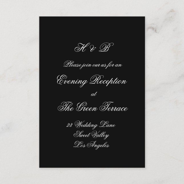 Kalligraphie Monogram Schwarz-Weiß-Feierliche Hoch Begleitkarte (Vorderseite)