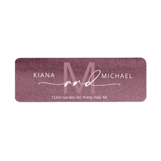 Kalligraphie Monogram Wedding Mauve ID771 (Vorne)
