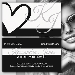 Kalligraphie Monogramme mit schwarzem und weißem H Visitenkarte