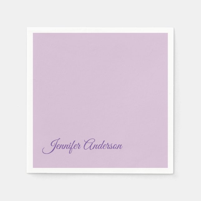 Kalligraphie Pastel Thistle Pink Personalisierter  Serviette (Vorderseite)
