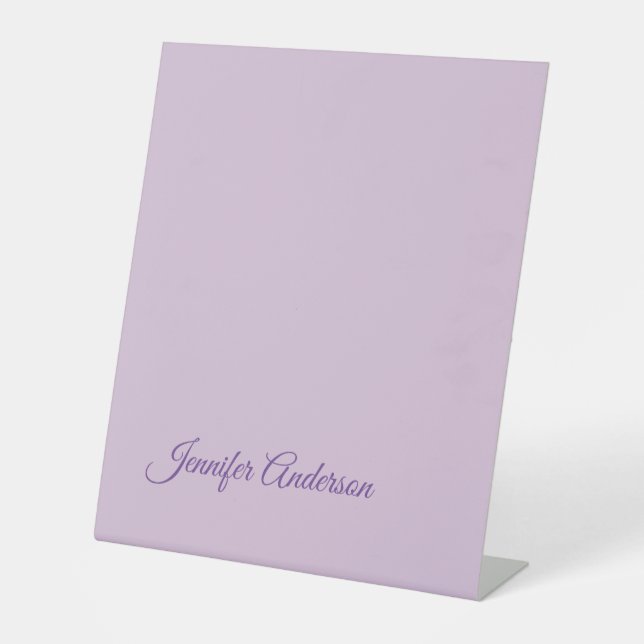 Kalligraphie Pastel Thistle Pink Personalisierter  Sockelschild (Vorderseite)