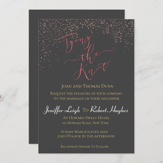 Kalligraphie Rose Gold binden an die Hochzeit des  Einladung (Vorne/Hinten)