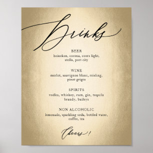 Kalligraphie Script Drinks & Cheers Wedding Sign Poster