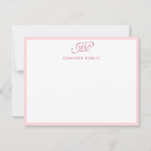 Kalligraphie Script Monogram Elegant Blush Pink Mitteilungskarte