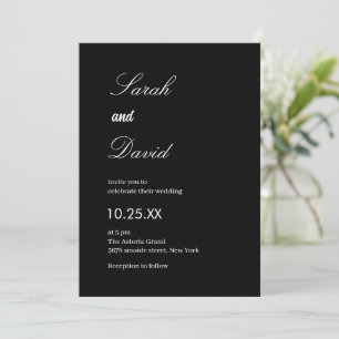Kalligraphie-Skript einfache Schwarz-Weiß-Hochzeit Einladung