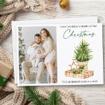 Kalligraphie-Tinte Foto für Wasserfarben Feiertagskarte<br><div class="desc">Moderne elegante Kalligraphie Pinzette Minimalistische Foto Aquarell Pine Tree Holiday Card - Haben Sie ein frohes Fest</div>