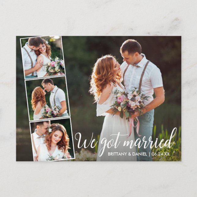 Kalligraphie Wir Got Verheiratet 4 Foto Postkarte (Vorderseite)