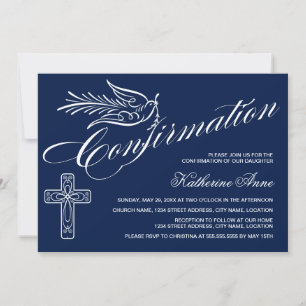 Kalligraphiebestätigung mit Kreuz und Taube Einladung