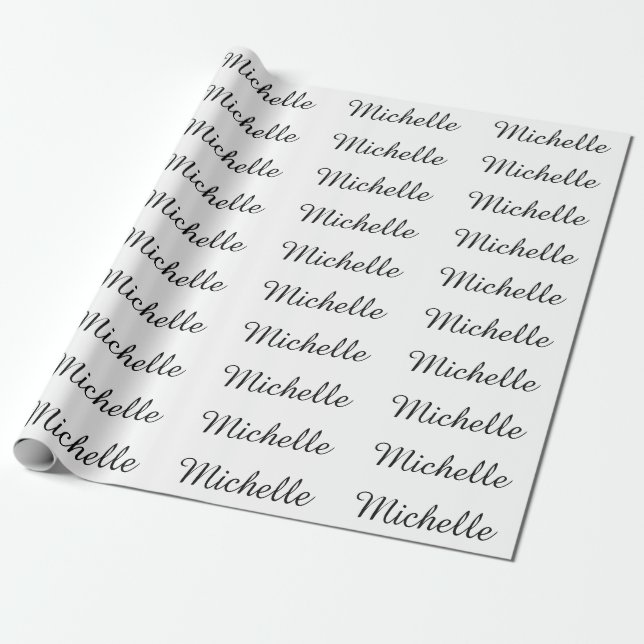 Kalligraphiename Creative Trendy White Geschenkpapier (Ungerollt)
