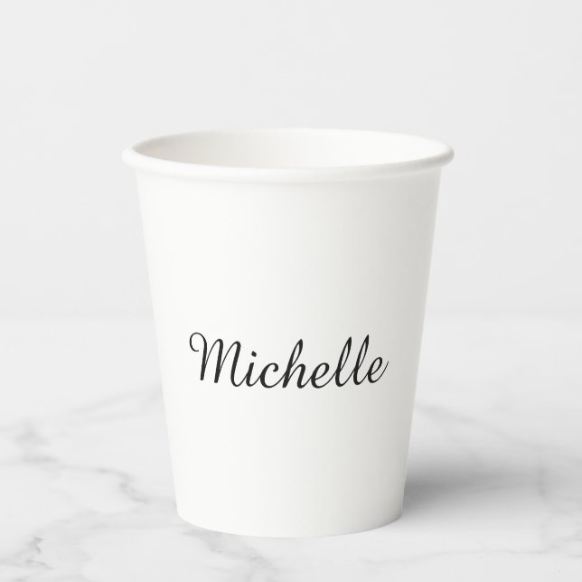 Kalligraphiename Creative Trendy White Pappbecher (Vorderseite)