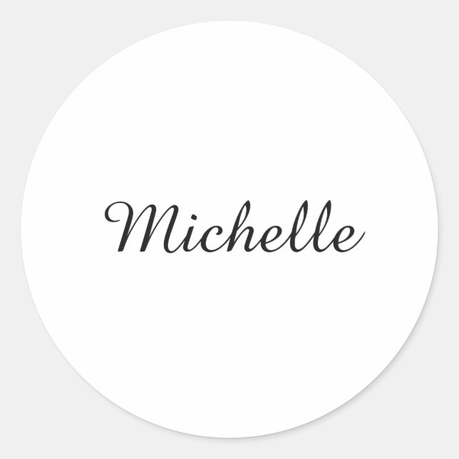 Kalligraphiename Creative Trendy White Runder Aufkleber (Vorderseite)