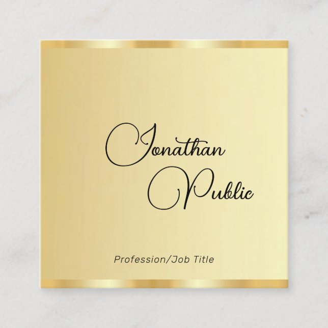 Kalligraphierte Script-Imitate Gold Template Moder Quadratische Visitenkarte (Vorderseite)