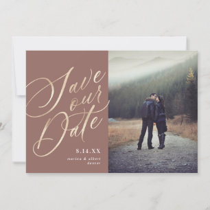Kalligraphieschrift Gold neutral Foto Save The Date