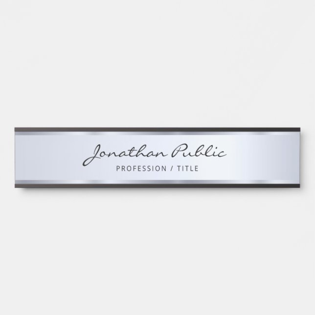 Kalligraphieskript Beruflich Schwarz und Silber Türschild (Vorderseite )