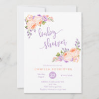 Kalligraphische Babydusche, Lila-Pfirsich-Babydusc
