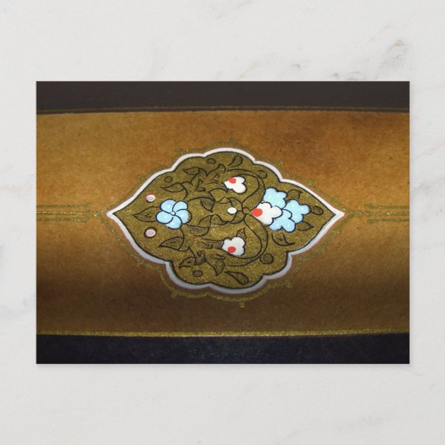 Kalligraphische Blume und Ornamente Postkarte (Vorderseite)