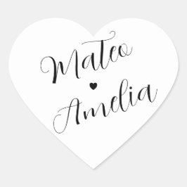 Kalligraphische Braut und Bräutigamen auf Herz-Aufkleber