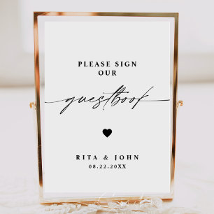 Kalligraphische Hochzeiten Bitte unterschreiben Si Poster