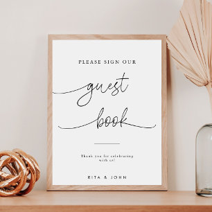 Kalligraphische Hochzeiten Bitte unterschreiben Si Poster