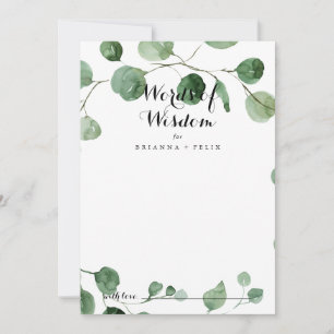 Kalligraphische Hochzeitwörter der Weisheit Eukaly Hinweiskarte