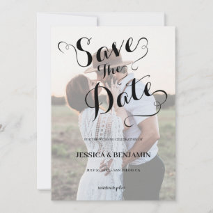 Kalligraphische Imitate Vellum Effect Foto Hochzei Save The Date