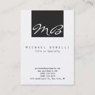 Kalligraphische Monogram White Black Business Card Visitenkarte