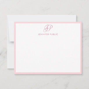 Kalligraphische Script Monogram Modernes Blush Pin Mitteilungskarte