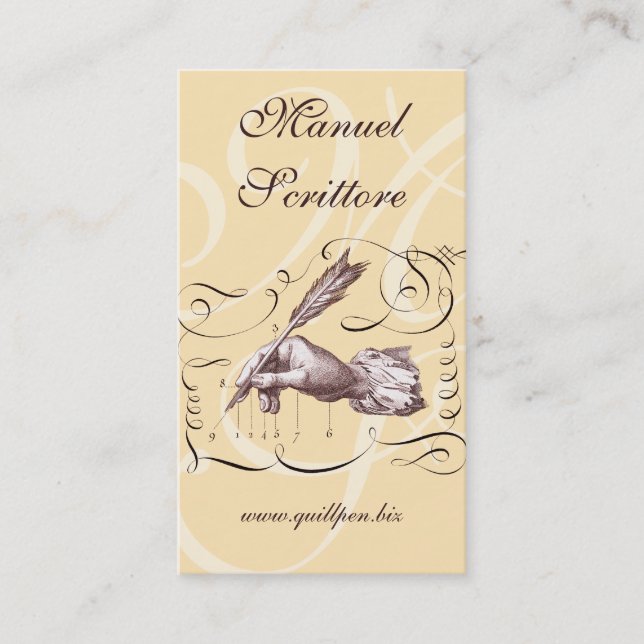 Kalligraphische Visitenkarte für Verfasser, (Vorderseite)