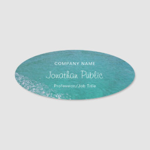 Kalligraphisches Skript Blue Green Sea Water Aqua Namensschild