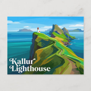 Kallur-Leuchtturm, Kalsoy Färöer-Inseln Postkarte