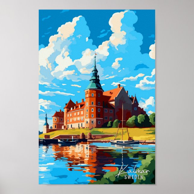 Kalmar Schweden Vintage Travel Illustration Poster (Vorne)