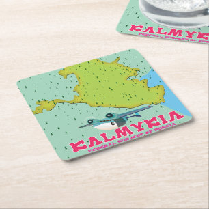 Kalmykia Russland-Karte Rechteckiger Pappuntersetzer