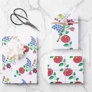 Kalocsa Blume Ungarischer Volkskunst Geschenkpapier Set
