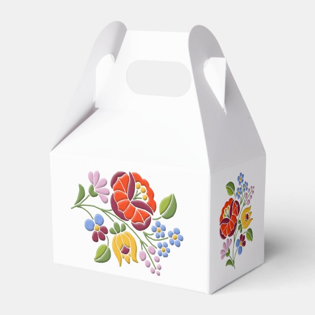 Kalocsa Stickerei - Motiv der ungarischen Volkskun Geschenkschachtel (Vorderseite)