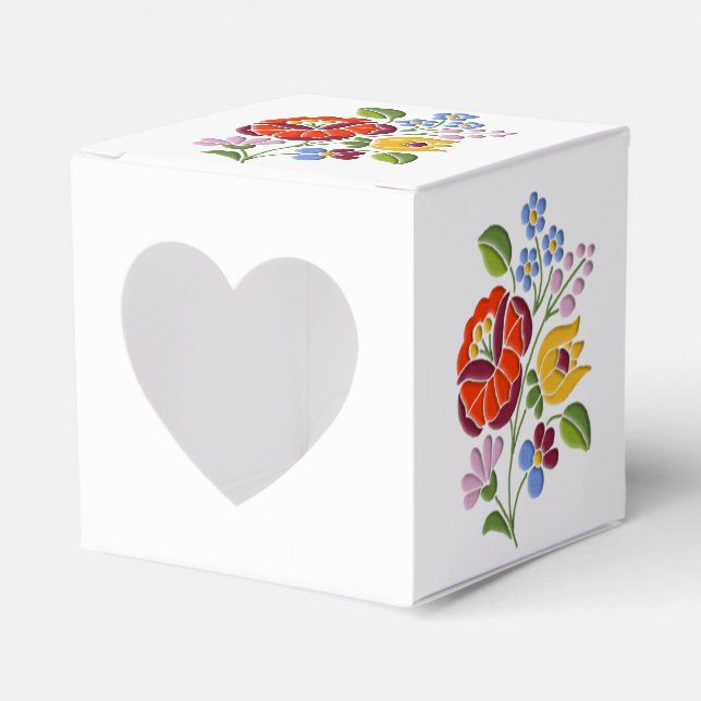 Kalocsa Stickerei - Motiv der ungarischen Volkskun Geschenkschachtel (Vorderseite)