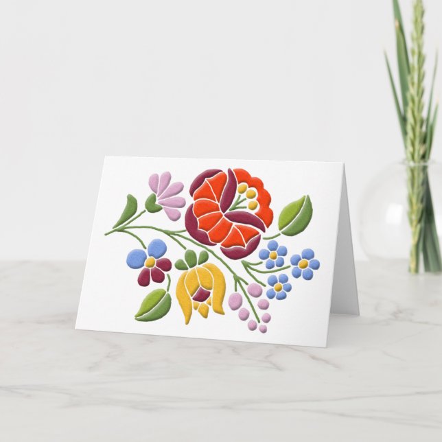 Kalocsa Stickerei - Ungarische Volkskunst Karte (Vorderseite)