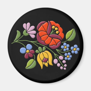 Kalocsa Stickerei - Ungarische Volkskunst schwarz  Magnet