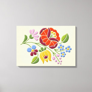 Kalocsa - ungarischer Volkskunst-Leinwand-Druck Leinwanddruck