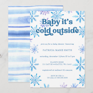 Kalt draußen Schneeflocken Winter Junge Baby Showe Einladung