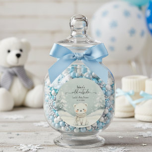 Kalt draußen Winter geschlechtsneutrale Babyparty Runder Aufkleber