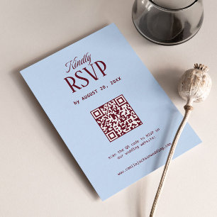 Kalte blaue und burgunderrote Hochzeits-RSVP-Karte Begleitkarte
