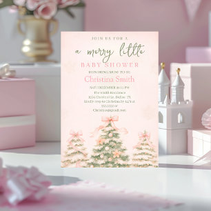 Kalte elegante rosa Schleife Coquette Babyparty Einladung
