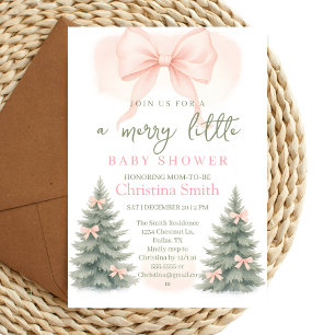 Kalte Elegante Rosa Schleife Kokette Babyparty Einladung